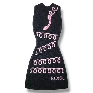 RLXCL Telephone Dress Embroidered Patch Pink Black 3M Stick-on Rare Maddy Style